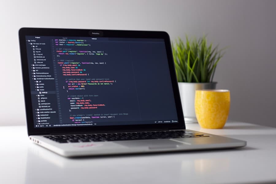 Laptop with code for programming projects